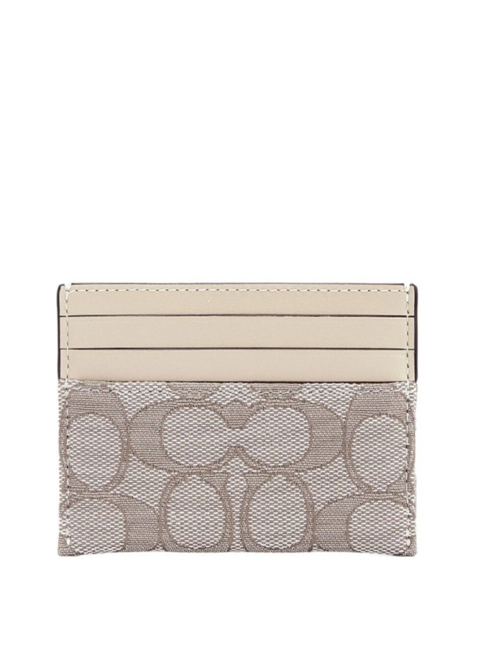 🆕 Coach Tan Light Khaki Signature Outline Canvas Wallet Insert Card ID Case